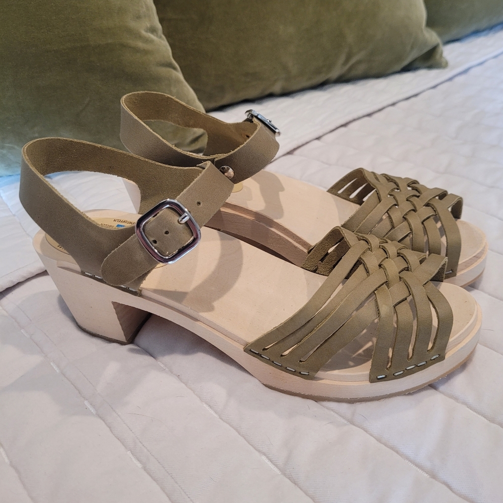 New! Lotta from Stockholm Green Sandal Clog, Size 42eu